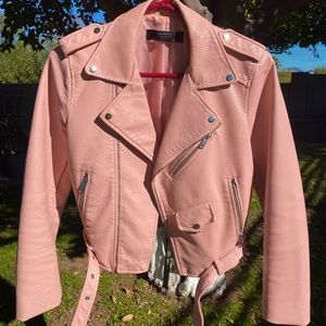 Zara pink leather jacket